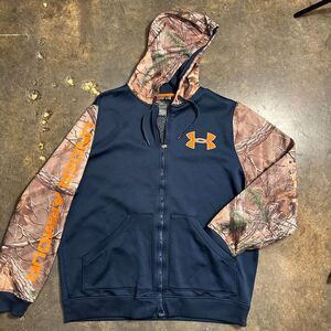 Under Armour Realtree Camo Navy ColdGear Zip Hoodie Men’s 2XL Jacket